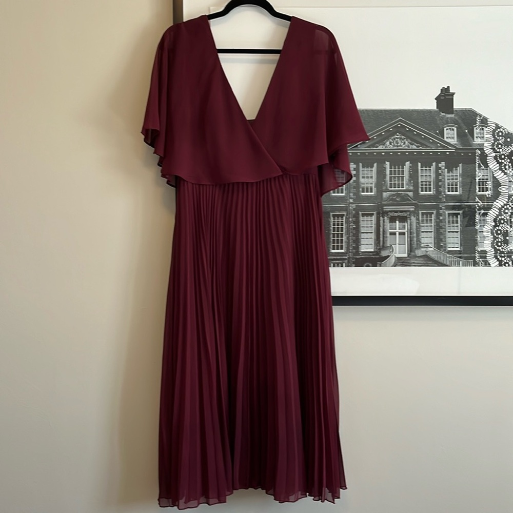 ASOS DESIGN flutter sleeve midi dress with pleat skirt